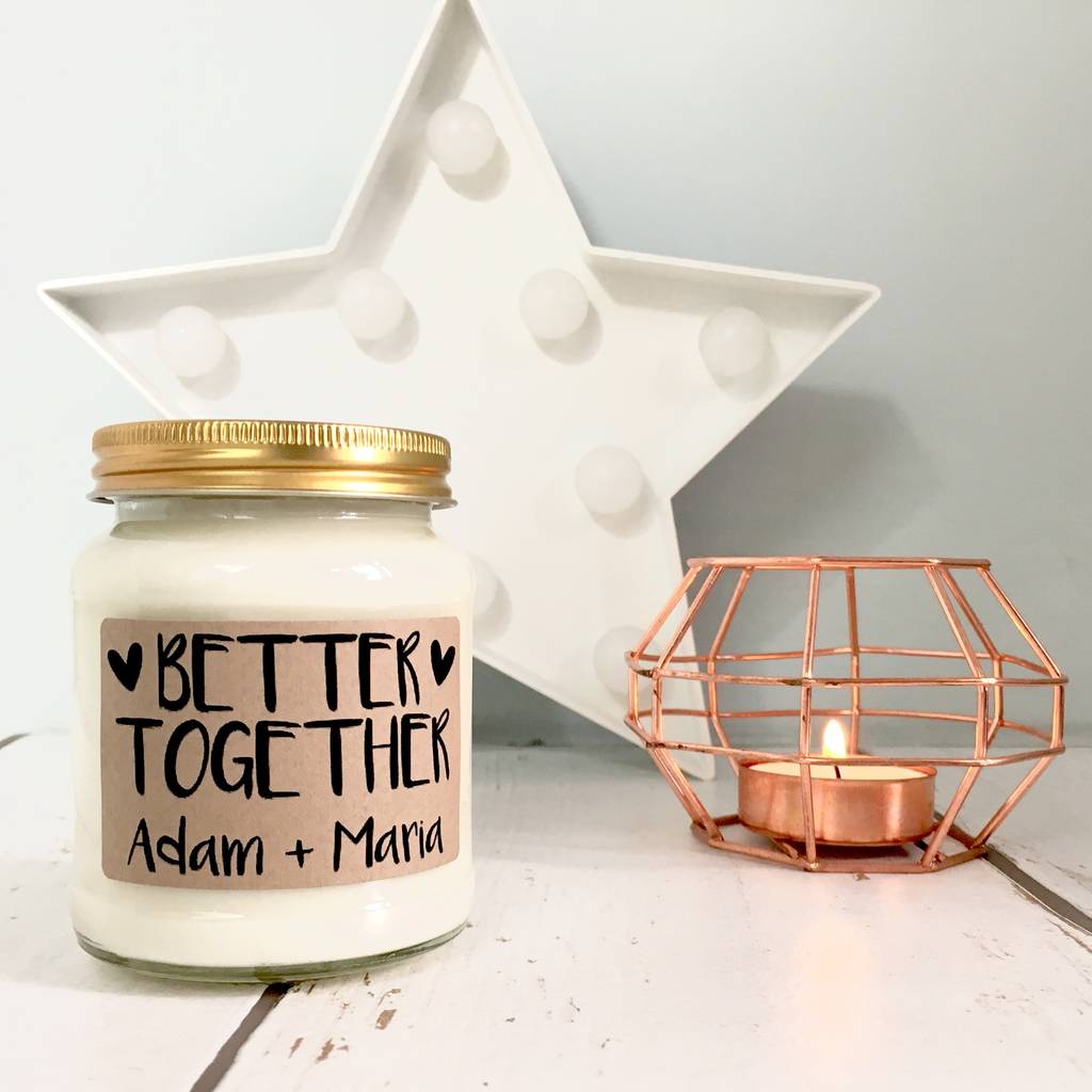 personalised 'better together' scented soy candle by lollyrocket candle