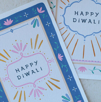 Set Of Four Hand Finished Sparkly Diwali Cards, 7 of 7