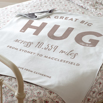 Personalised 'Hug Across The Miles' Luxury Blanket, 2 of 9