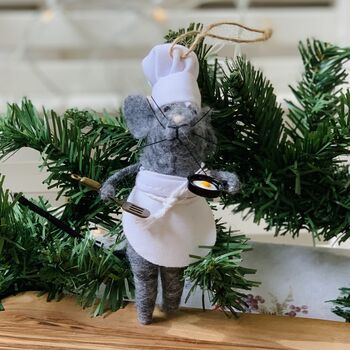 Chef Mouse Felt Christmas Decoration, 2 of 4
