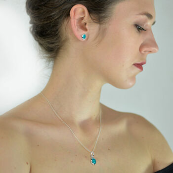 Oval Turquoise Studs In Sterling Silver, 2 of 3