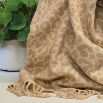 Winter Leopard Blanket Scarf In Cream, 3 of 3