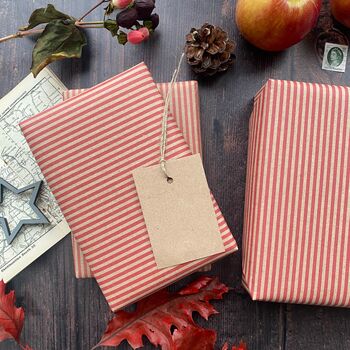 Red Stripe Paper Fibre Wrapping Paper Set, 7 of 12
