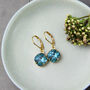 Blue Indicolite Cushion Rhinestone Drop Earrings, thumbnail 3 of 5