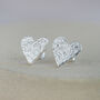 Sterling Silver Textured Heart Studs, thumbnail 2 of 8