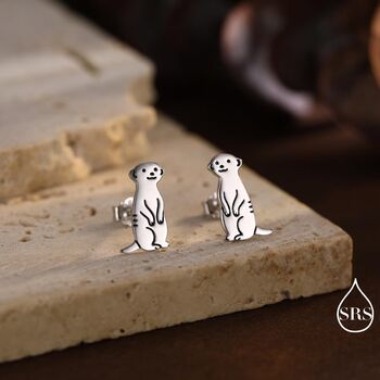 Sterling Silver Tiny Meerkat Stud Earrings, 3 of 12