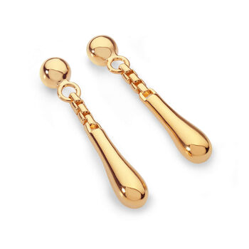 Short Drop Designer Earrings In 18ct Gold Vermeil, 2 of 3