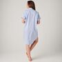 Women's 'Breezy Blue' Satin Stripe Cotton Short Sleeve Nightshirt, thumbnail 3 of 4