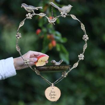 Personalised Hanging Heart Garden Bird Dish, 4 of 9