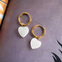 Mother Of Pearl Heart Charm Hoops, thumbnail 1 of 5