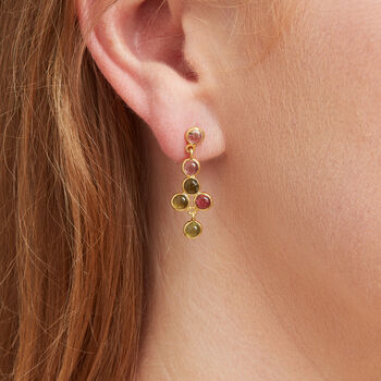 Multicoloured Tourmaline Gold Plated Silver Earrings, 4 of 6