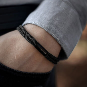 Personalised Men's Shackle And Black Rope Bracelet, 4 of 6