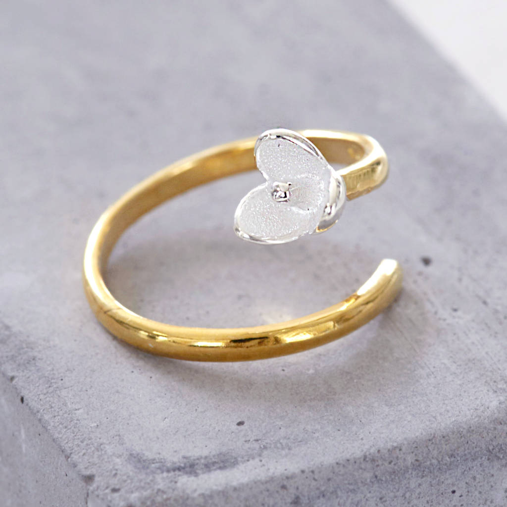 mixed metal flower wrap ring by junk jewels