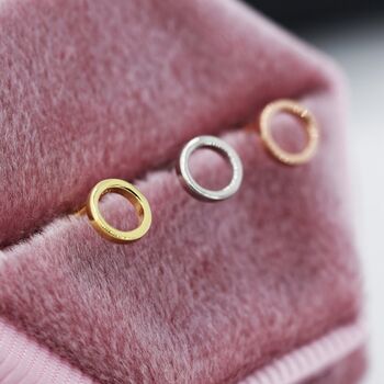 Sterling Silver Tiny Open Circle Stud Earrings, 2 of 12