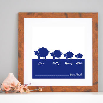 Personalised Flock Of Sheep Family Print, 8 of 8