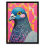 Perky Pigeon Bird Fun Bright Modern Wall Art Print, thumbnail 5 of 6
