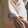 Something Blue Personalised Initials And Date Heart Embroidered Cloth Patch, thumbnail 1 of 3