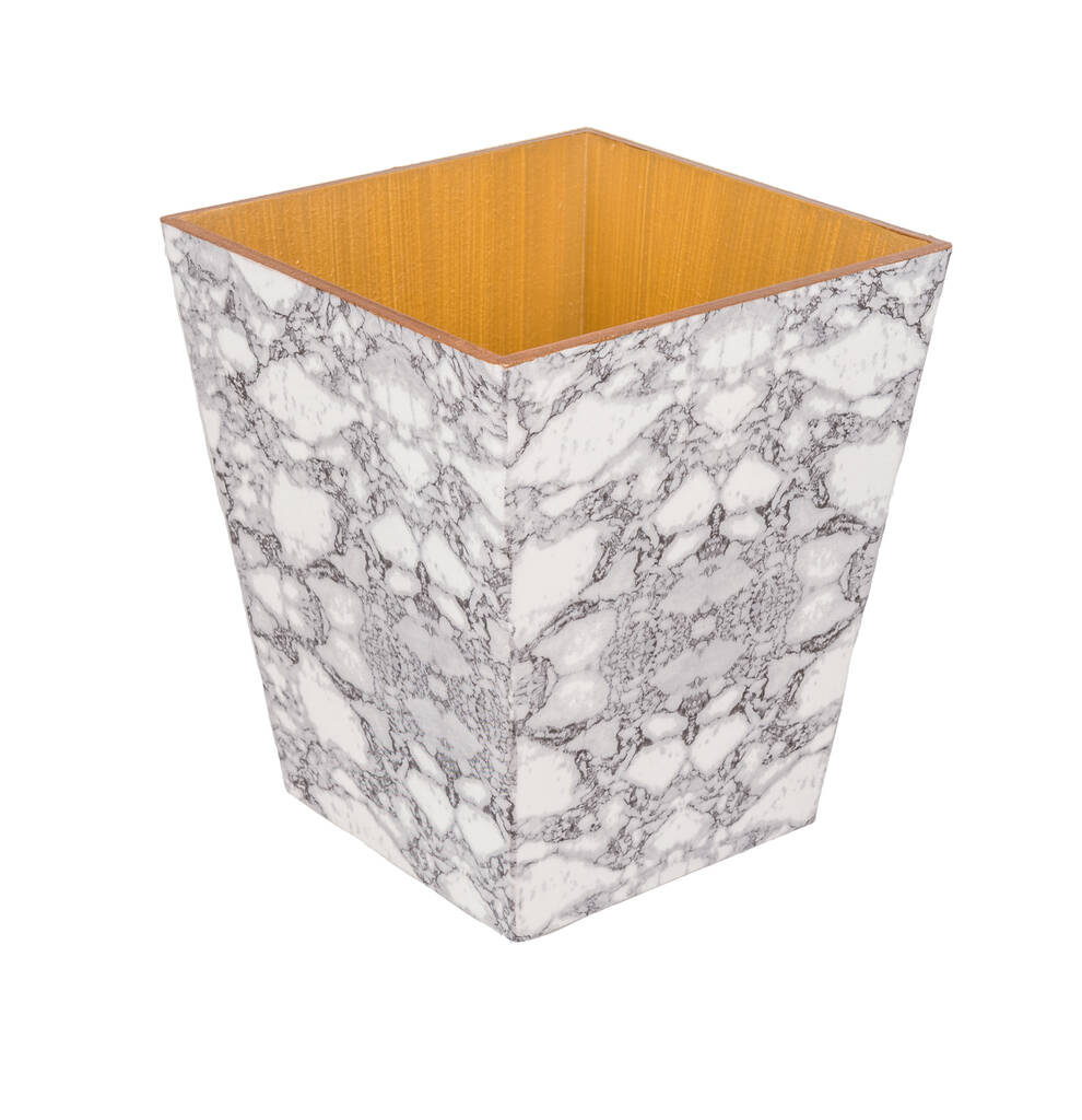 Wooden Waste Paper Bin Marble Design, 1 of 2
