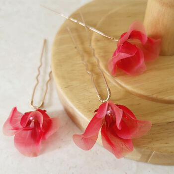 Red Flower Hair Pins, 5 of 6