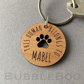 Personalised Dog Lover Key Ring. This Human Belongs To, 2 of 7