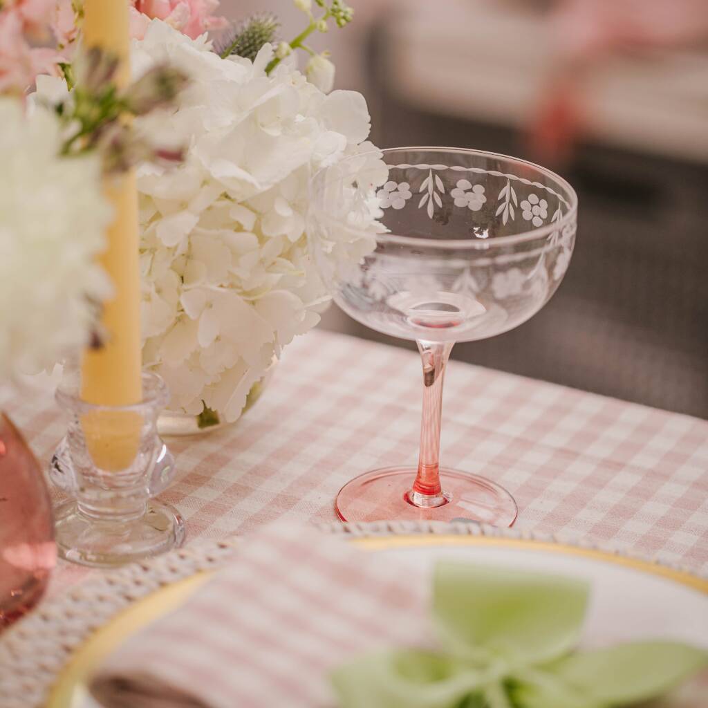 Pink Gingham Tablecloth By Truffle Tablescapes