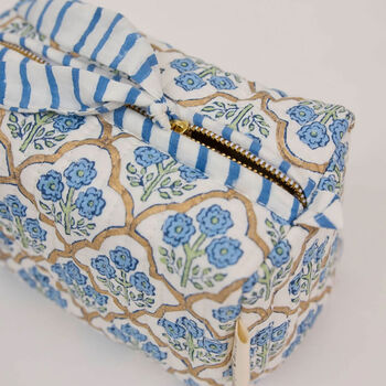 Handcrafted Block Print Quilted Makeup Bag, 4 of 7