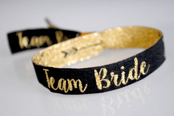 Team Bride Black And Gold Hen Party Wristbands, 6 of 8