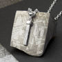 Sterling Silver Tipped Meteorite Rod Necklace, thumbnail 2 of 4