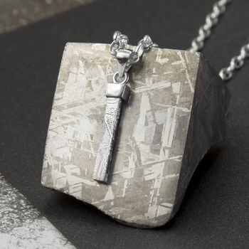Sterling Silver Tipped Meteorite Rod Necklace, 2 of 4