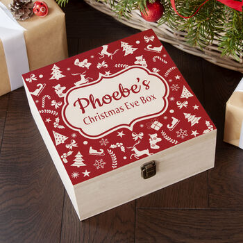 Personalised Christmas Eve Box With Festive Pattern, 8 of 12