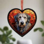 Irish Wolfhound Stained Glass Effect Heart Suncatcher, thumbnail 3 of 5