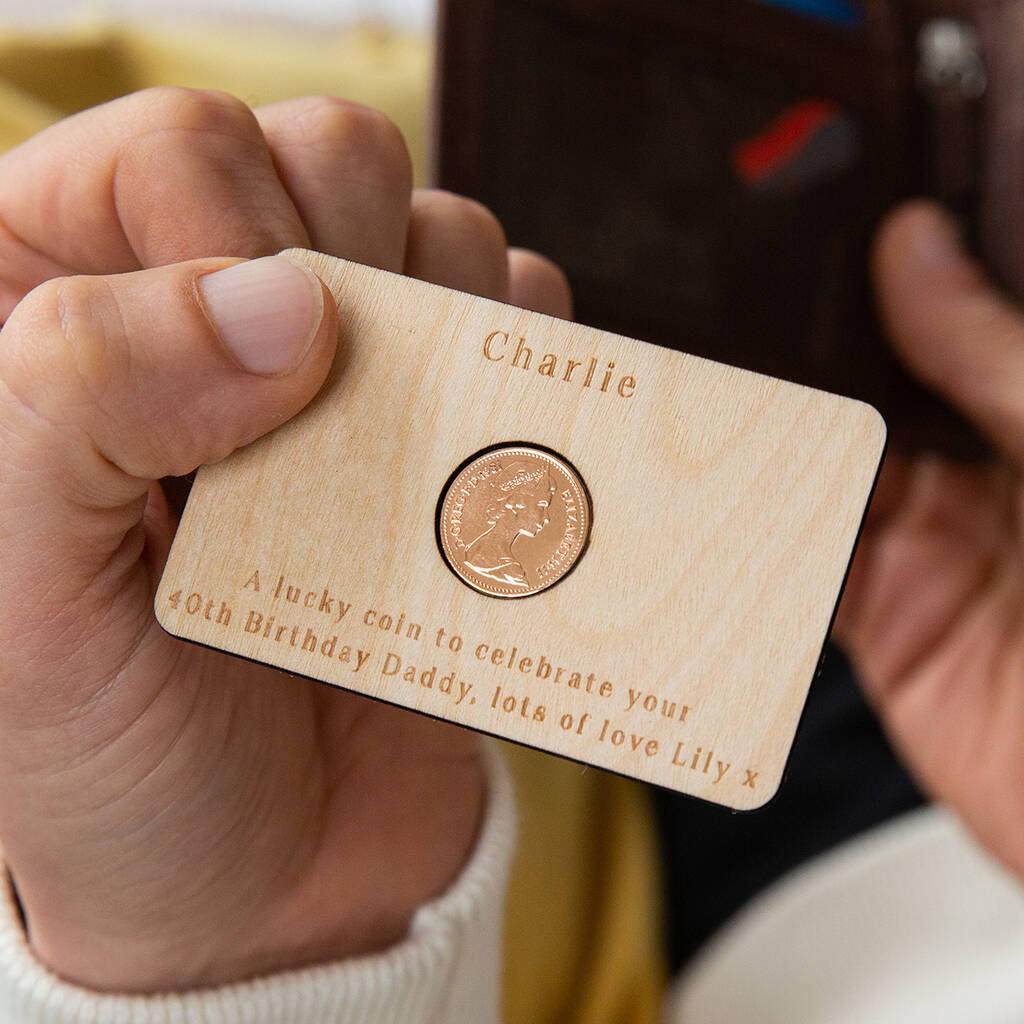 Image of 40th Birthday 1980 Half Penny Personalised Wallet Card