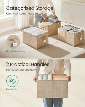 Three Piece Fabric Storage Boxes Set, 3 of 5