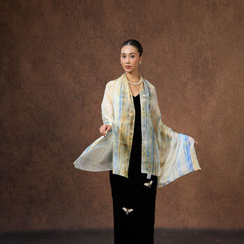 100% Mulberry Silk Scarf, Pastel Yellow In Gift Box, 2 of 11