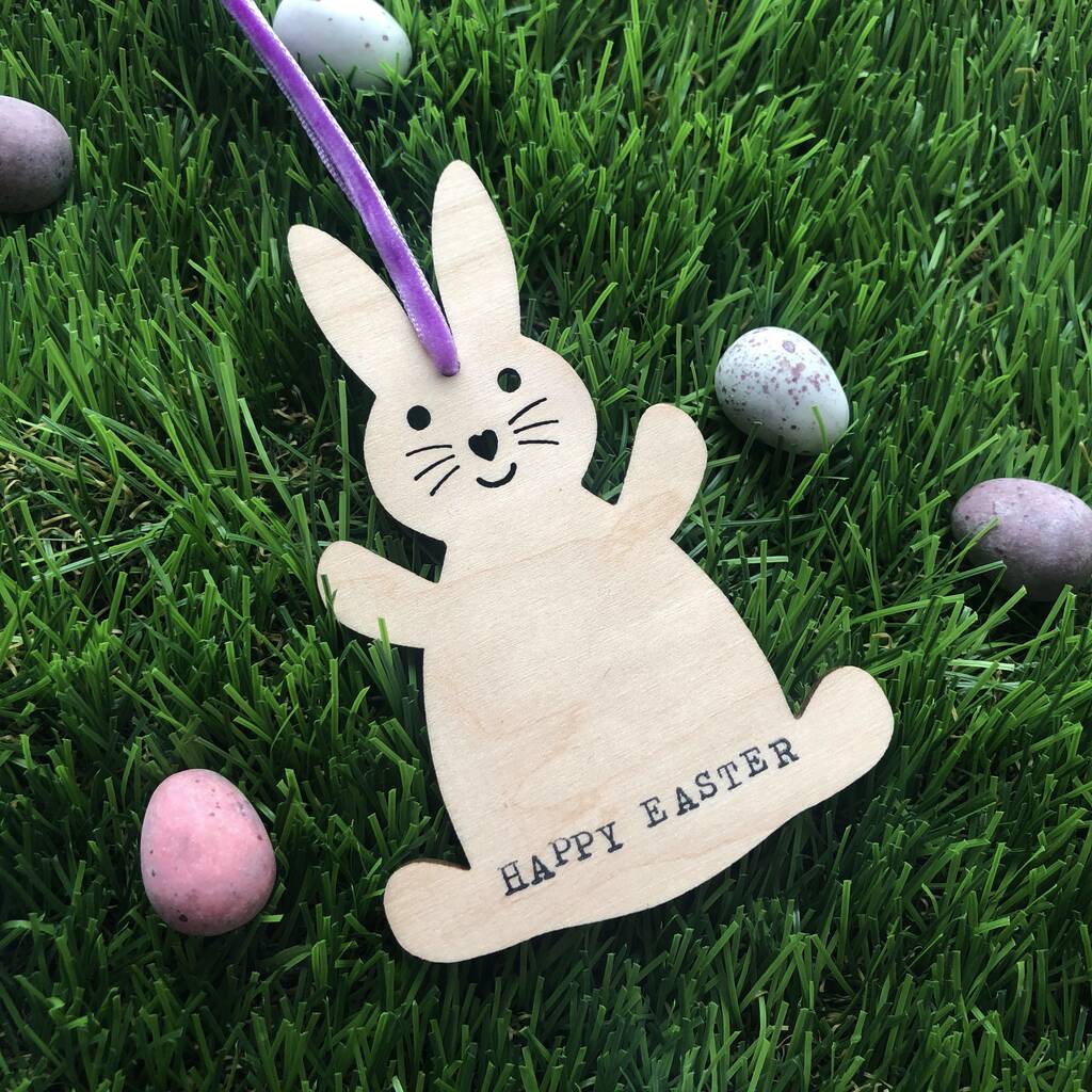 Happy Easter Rabbit Hanging Decoration By Alphabet Bespoke Creations ...