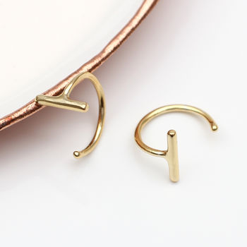18ct Gold Plated Or Silver Pull Through Bar Earrings, 2 of 7