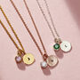 Birthstone And Initial Disc Charm Necklace, thumbnail 1 of 9
