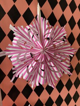 Pink And White Stripy Paper Fan Decoration Kit, 3 of 6