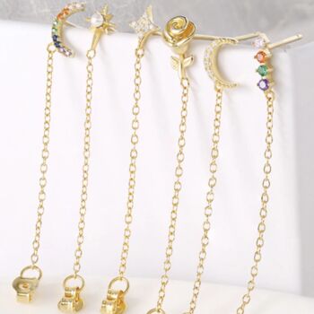 Dainty Star With Chain Back Earring, 2 of 3