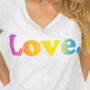 Ombre 'Love' Organic Slub V Neck T Shirt, thumbnail 2 of 4