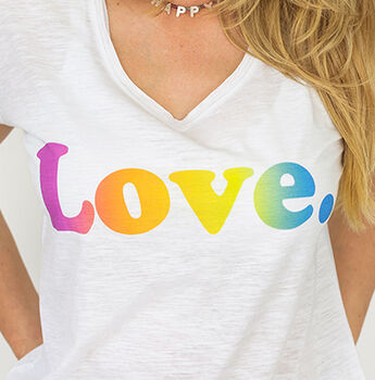 Ombre 'Love' Organic Slub V Neck T Shirt, 2 of 4