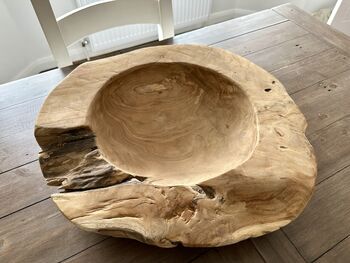 Heavy Large 50cm Teak Root Wooden Heavy Fruit And Nut Bowl 6kg, 8 of 12