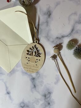Personalised Wooden Diwali Gift Card, 7 of 9