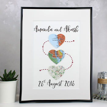 Personalised Three Heart Map Artwork, 3 of 7