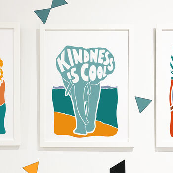 'Kindness Is Cool' Kids Positive Elephant Nursery Print, 2 of 4