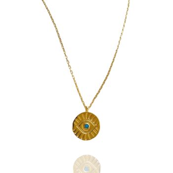 Eye Coin Sterling Silver Evil Eye Necklace, 3 of 3