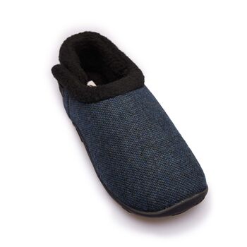 Tony Dark Blue Tweed Mens Slippers/Indoor Shoes, 8 of 8
