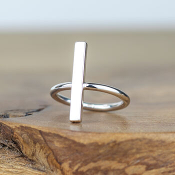 Deco Minimalist Sterling Silver Bar Ring, 6 of 7