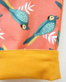 Reversible Baby Kids Cotton Parrot Trousers, 7 of 9
