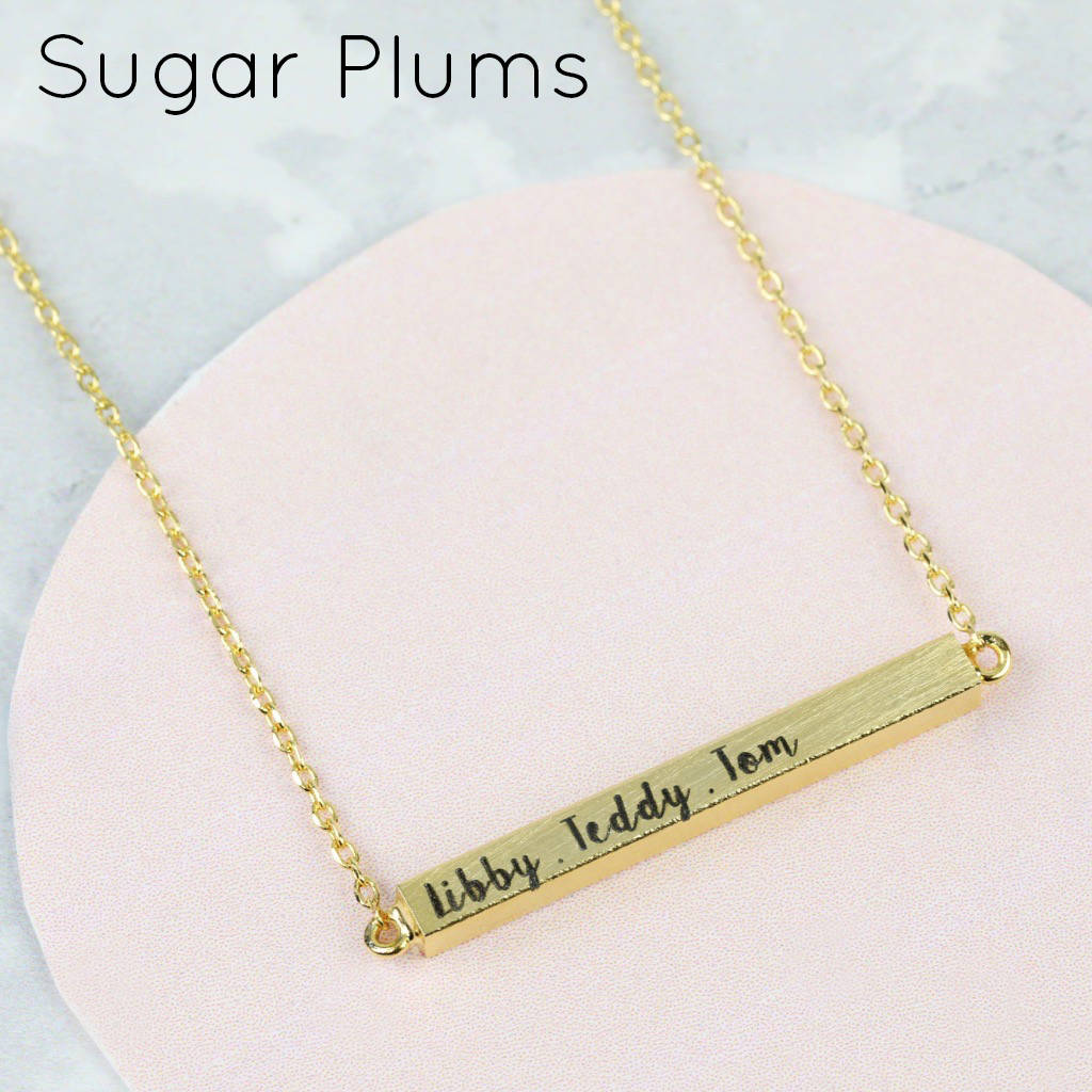 personalised horizontal bar necklace by lisa angel